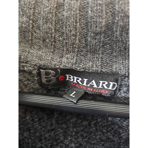 Briard Wool Blend Mock Neck Sweater Gray Knit Mens Large Italy - Picture 3 of 7